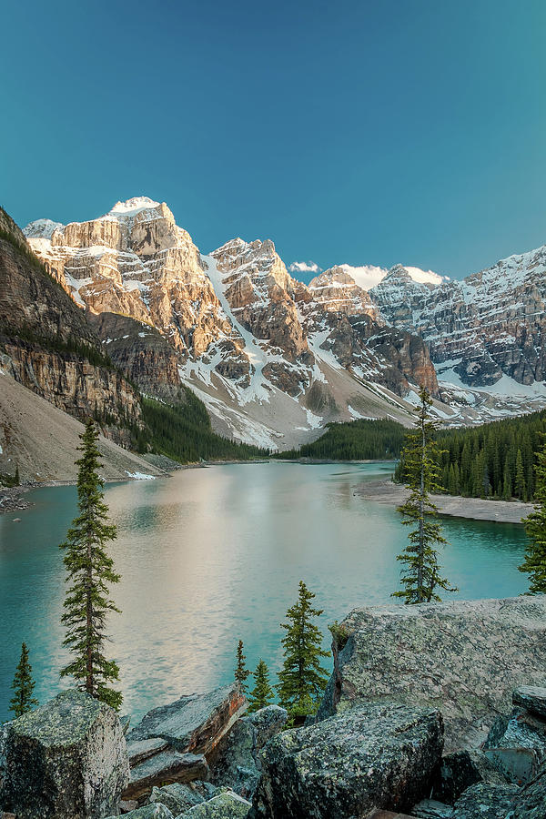 Moraine Lake at Sunset Photograph by Cory Huchkowski - Fine Art America