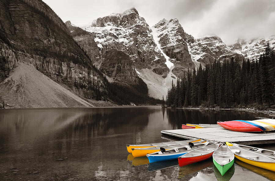 Moraine Lake boat Photograph by Songquan Deng
