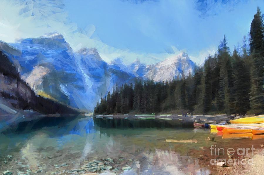 Moraine Lake Digital Art by Eva Lechner