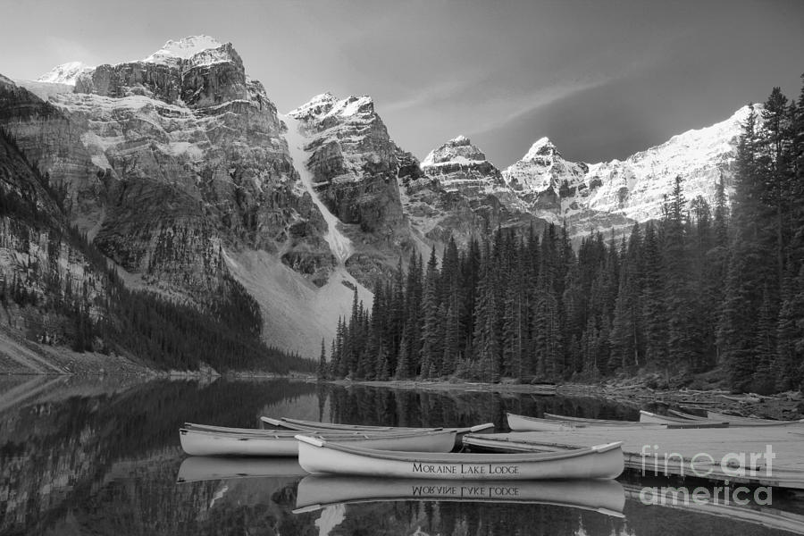 Moraine Lake In Black And White Photograph by Adam Jewell