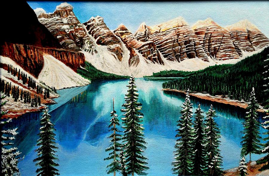 Moraine Lake Painting By Ramesh Mahalingam Fine Art America