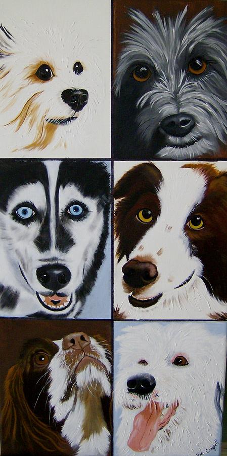 More Dog Faces of Love Painting by Debra Campbell