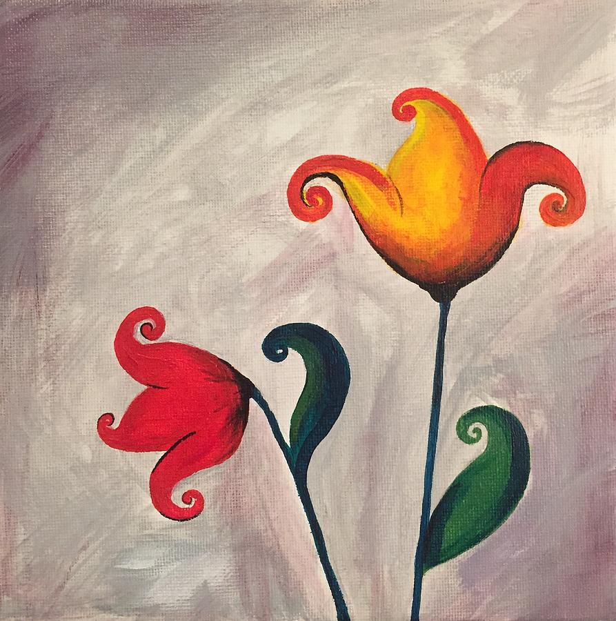 More Fun Flowers -a Painting by Vikki Angel