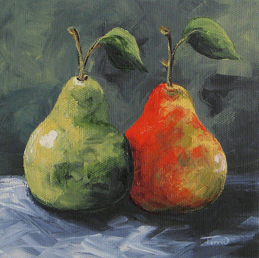 More Green and Red Pears Painting by Torrie Smiley
