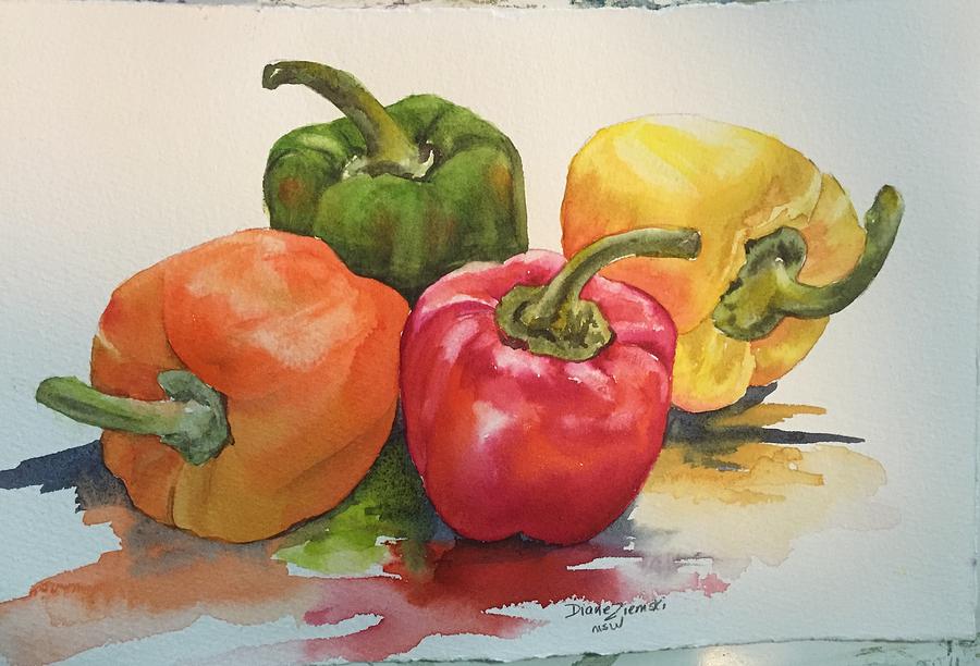 More peppers Painting by Diane Ziemski More peppers Painting by Diane Ziemski