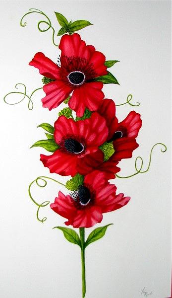 Poppy Painting - More Red Flowers by Fay Reid