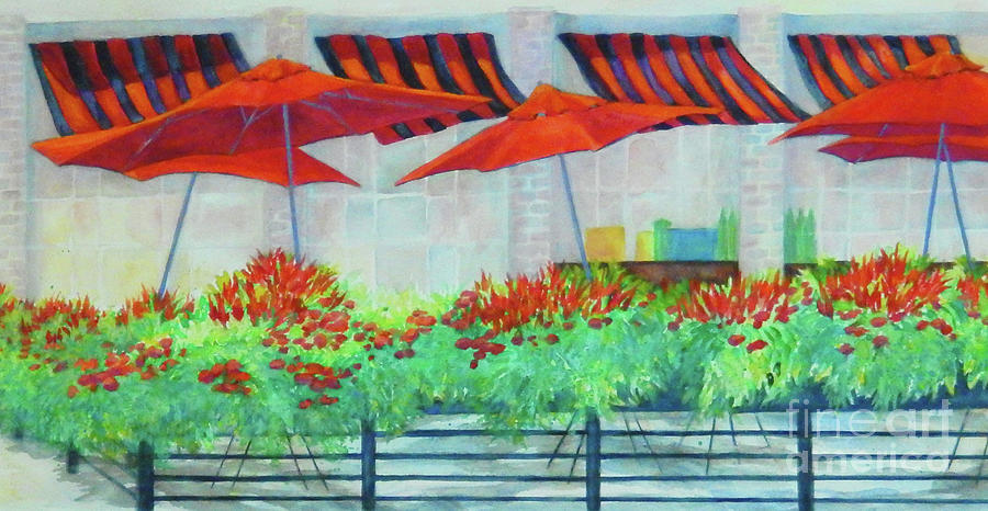 More Red Umbrellas Painting by Sharon Nelson-Bianco