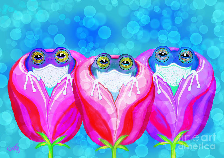 Frog Painting - More Rose City Rain Frogs by Nick Gustafson