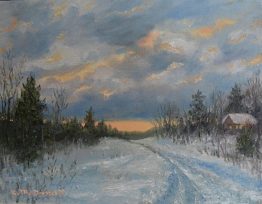Tree Painting - More Snow Tonight by Kathleen McDermott