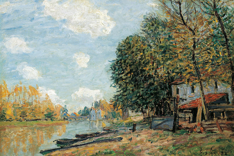 Moret The Banks of the River Loing Painting by Alfred Sisley