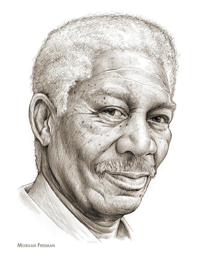 Morgan Freeman Drawing by Greg Joens