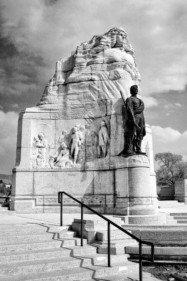 Mormon Battalion Monument in Black And White  Photograph by Buck Buchanan