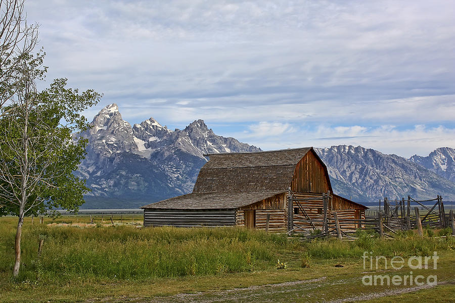 Mountain Photograph - Mormon Row Barn and Grand Tetons by Teresa Zieba
