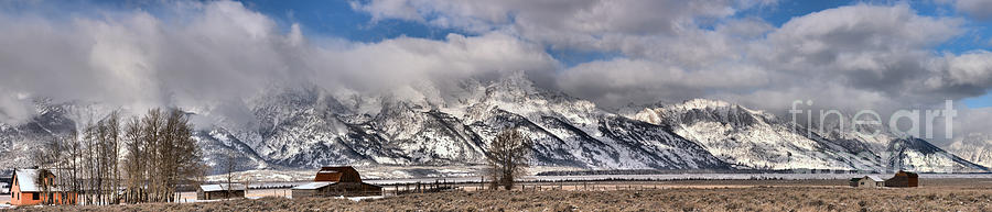 Mormon Row Snowy Extended Panorama Photograph by Adam Jewell