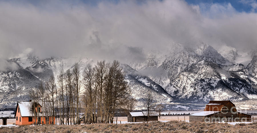 Mormon Row Winter Morning Panorama Photograph by Adam Jewell