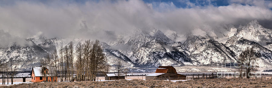 Mormon Row Winter Panorama Photograph by Adam Jewell