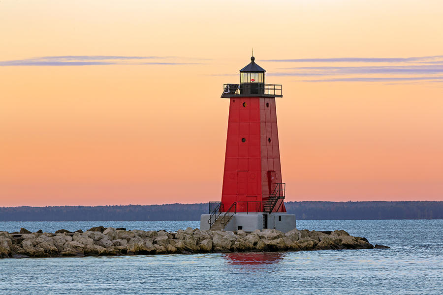 Morning at Manistique Lighthouse Photograph by Kenneth Keifer - Pixels