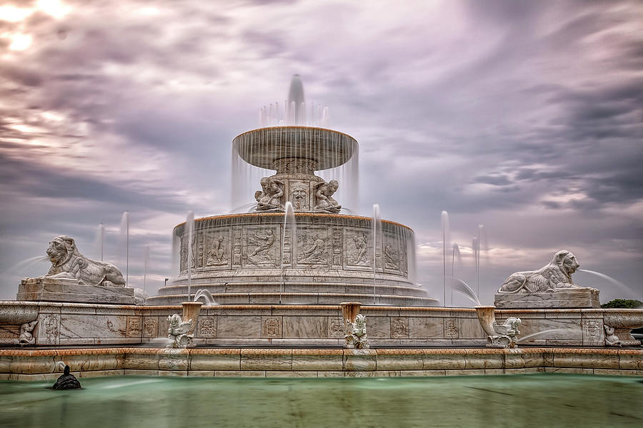 Detroit Photograph - Morning at the Fountain by Pat Eisenberger