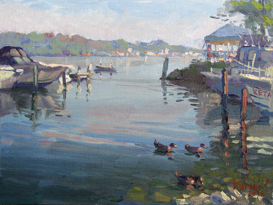 Boat Painting - Morning at The Shores by Ylli Haruni