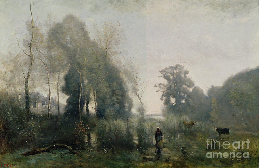 Morning at Ville dAvray Painting by Jean Baptiste Camille Corot