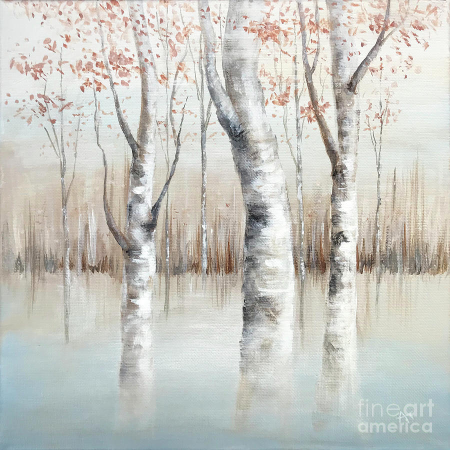Morning Birch Trees Painting by Annie Troe