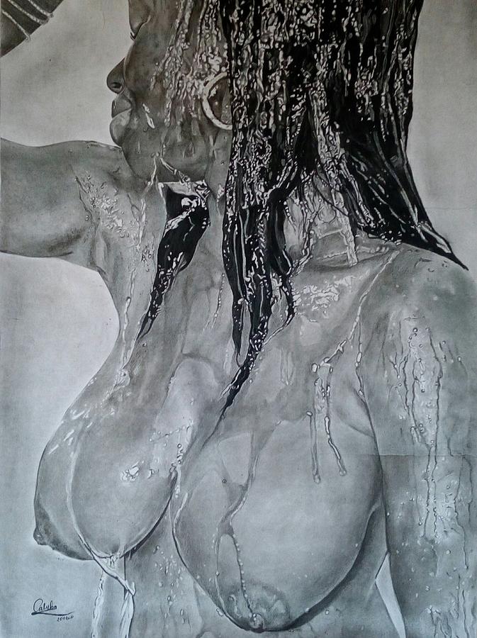 Nude Drawing - Morning bliss by Caleb Mogbolu