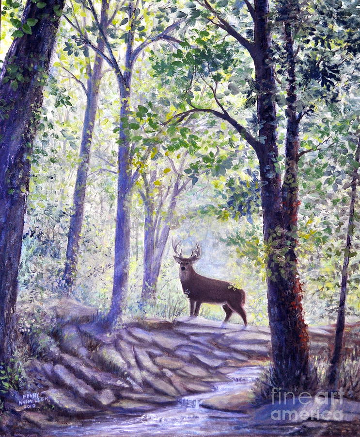 Morning Buck Original Painting by Penny Neimiller