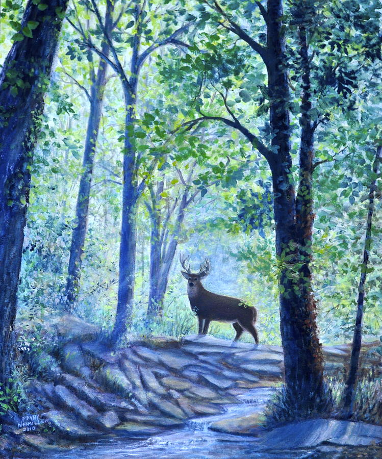 Morning Buck Painting by Penny Neimiller