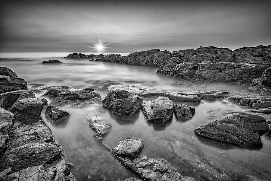 Summer Photograph - Morning Calm on Marginal Way in Black and White by Rick Berk