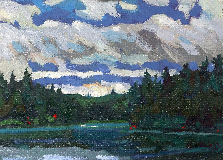 Morning Clouds on Robinson Lake Painting by Phil Chadwick