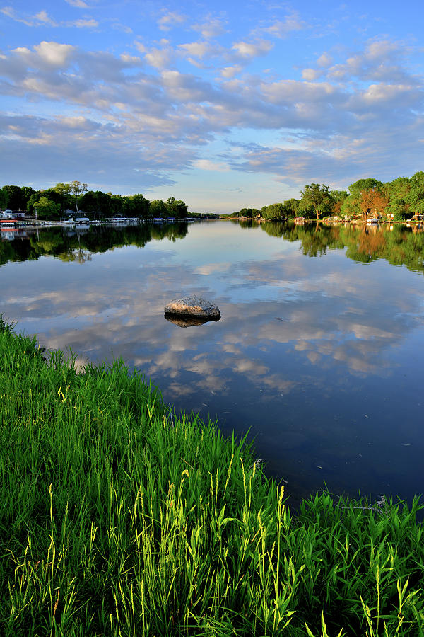 Morning Clouds Reflected in Fox River Photograph by Ray Mathis
