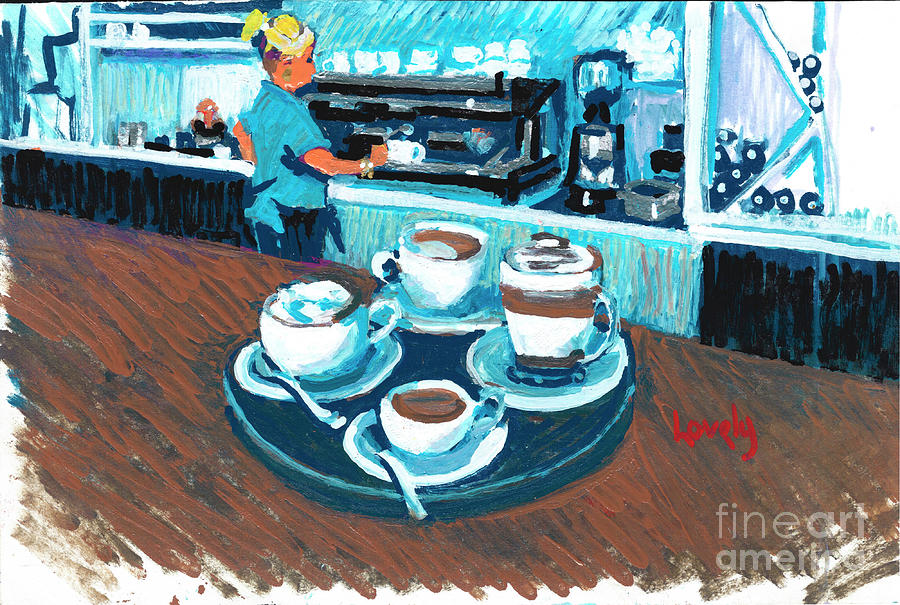 Morning Coffees Painting by Candace Lovely