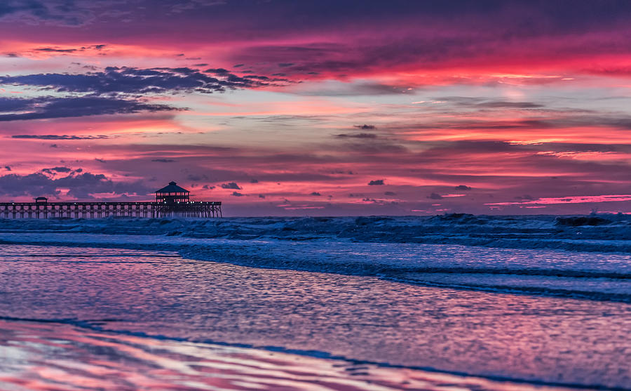 Morning Divide - Folly Beach SC Photograph by Donnie Whitaker