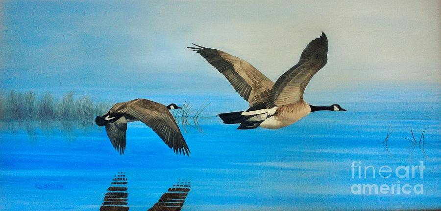 Geese Painting - Morning Flight by KS Ballew