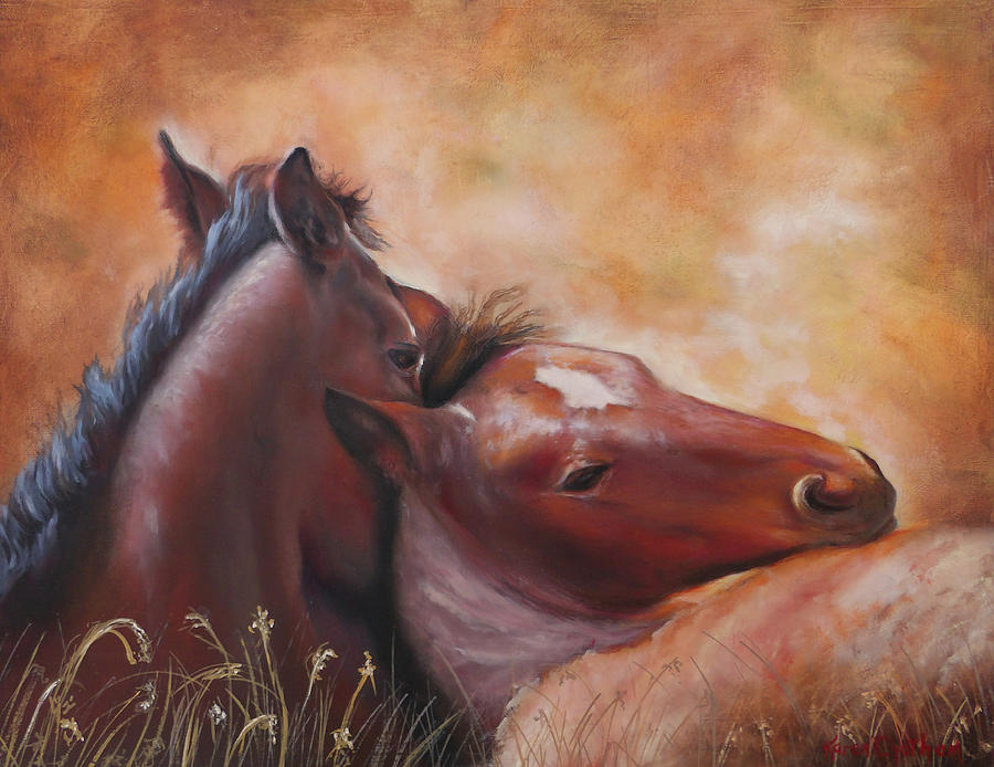 Morning Foals Painting by Karen Kennedy Chatham