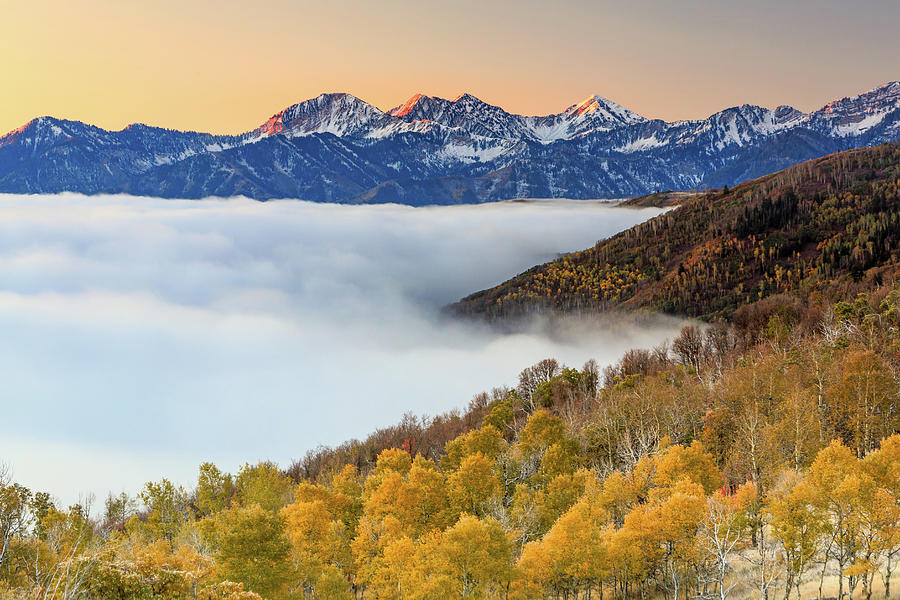 Fall Photograph - Morning fog in the Southern Wasatch. by Wasatch Light