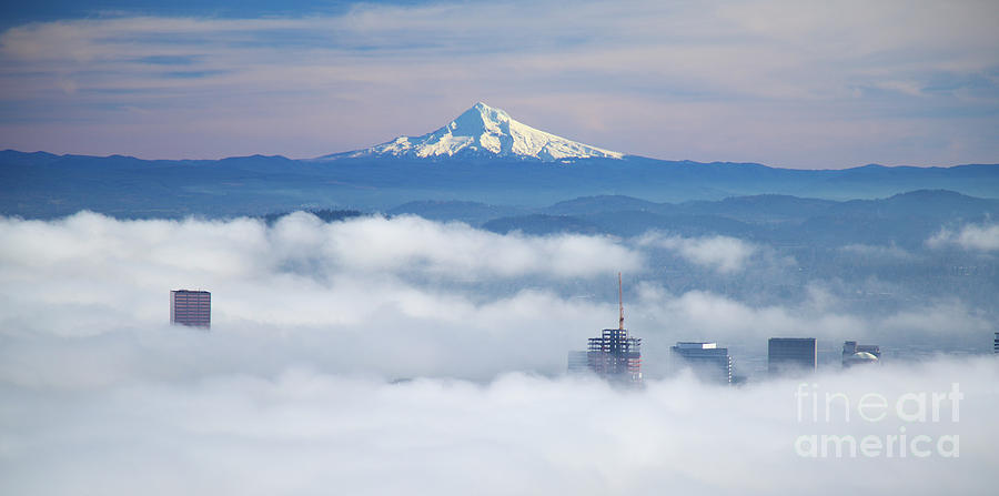 Morning Fog over Portland Photograph by Bruce Block