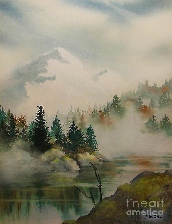 Morning Fog Southeast Alaska Painting by Teresa Ascone