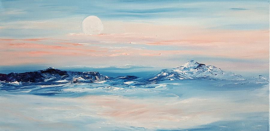 Morning Full Moon Painting by Cheryl Nancy Ann Gordon
