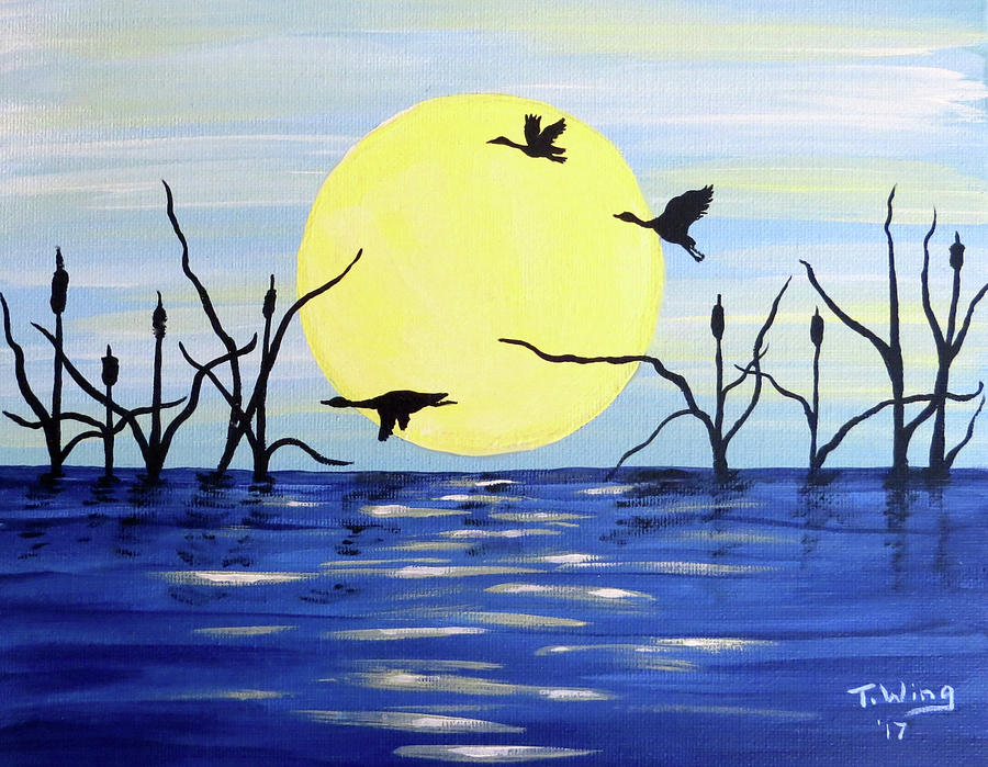 Morning Geese Painting by Teresa Wing