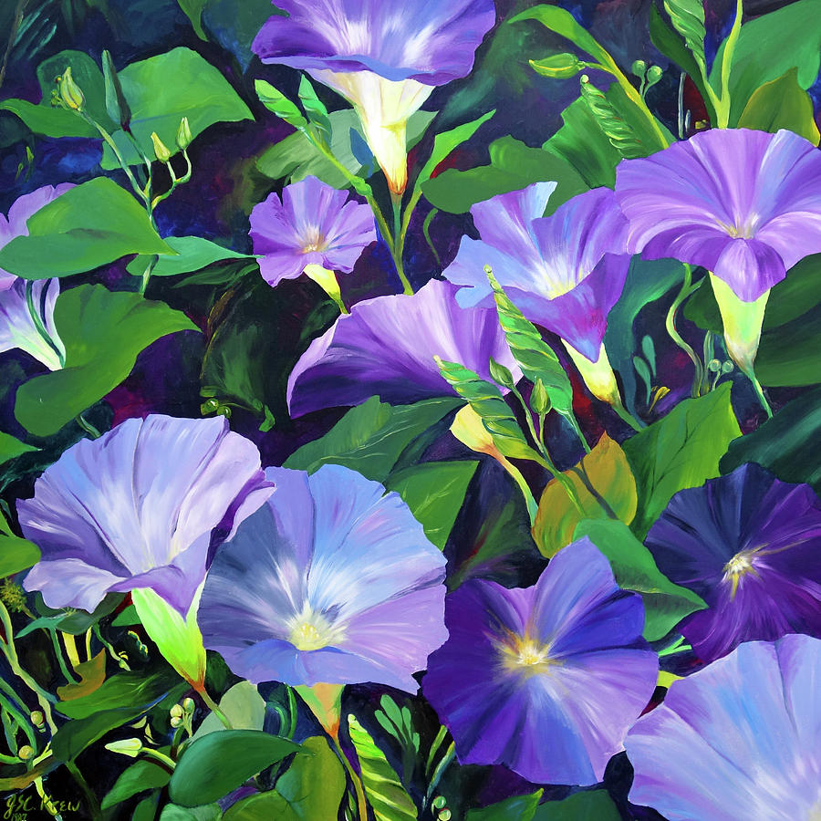 Flower Painting - Morning Glories by Judi Krew