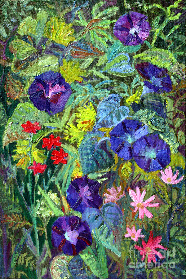 Flower Painting - Morning Glories by Katia Weyher