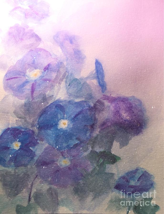 Morning Glories Painting by Lavender Liu