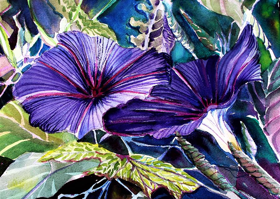 Morning Glories Painting by Mindy Newman