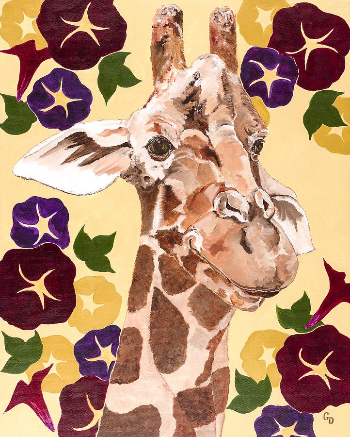 Flower Painting - Morning Glory Giraffe by Georgia Donovan