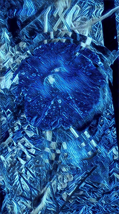 Morning Glory Mosaic 4 Deep Blue Digital Art