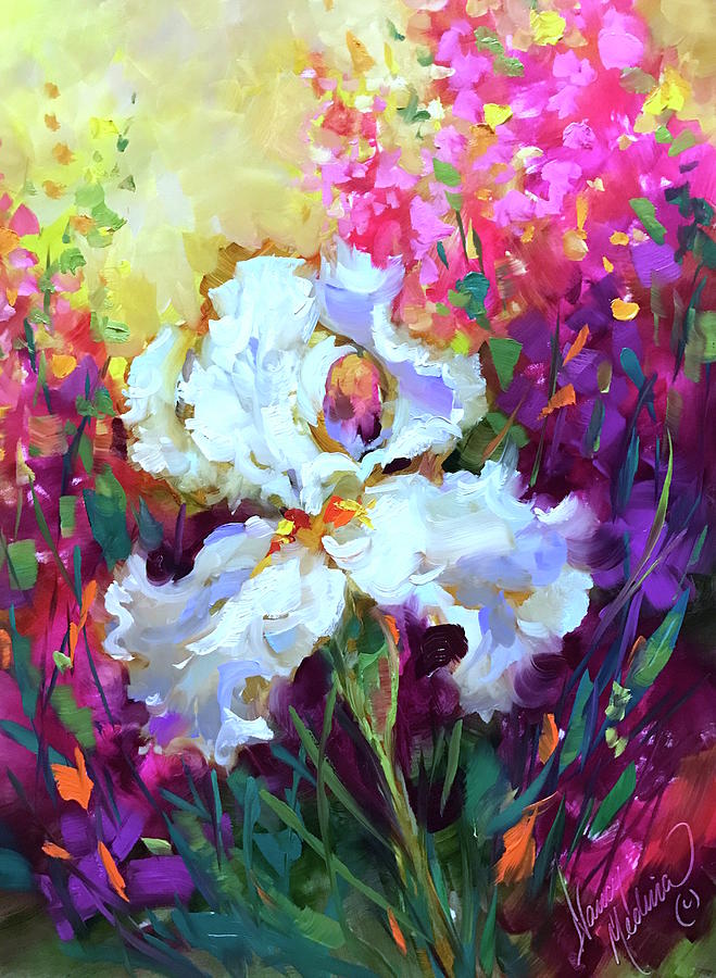 Morning Glow Iris Painting by Nancy Medina - Fine Art America