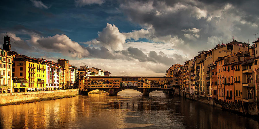 Architecture Photograph - Morning Glow on Ponte Vecchio by Andrew Soundarajan