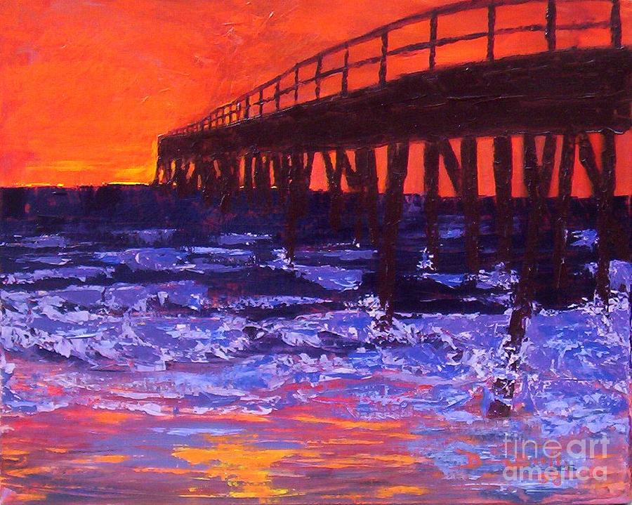 Beach Painting - Morning Glow Pier by Brian Booth