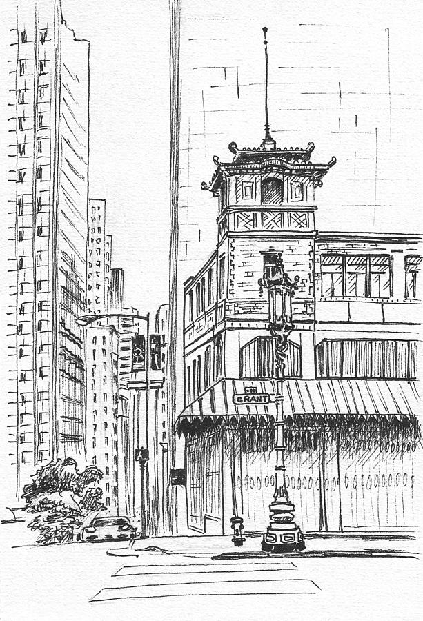 Morning in Chinatown Drawing by Masha Batkova